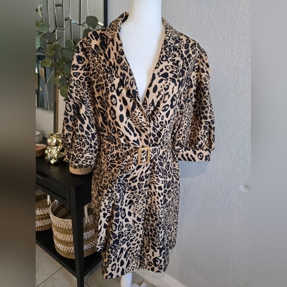 saint genies Jackets & Blazers - Saint Genies Leopard Print Women's Coat Dress